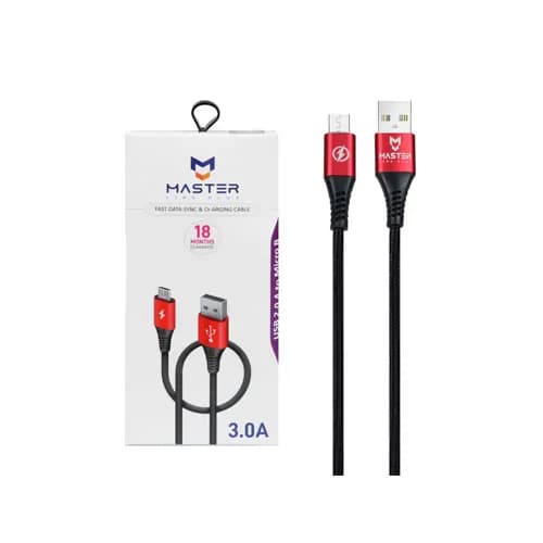 کابل شارژ کنفی سوپر فست اندروید MASTER مدل ETM 005 – مشکی قرمز — تصویر ۳