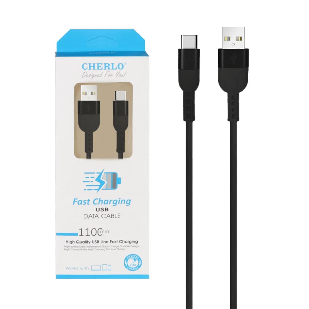 کابل شارژ 1.1 متری فست CHERLO Type-C مدل CH-TC06 – مشکی – SMO — تصویر ۳
