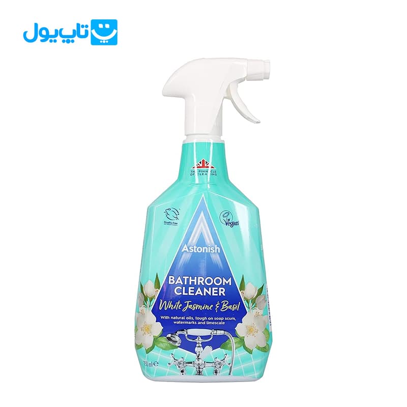 اسپری پاک کننده سرویس بهداشتی و حمام استونیش Astonish انگلیس رایحه یاس و ریحان سفید حجم 750 میلی لیتر