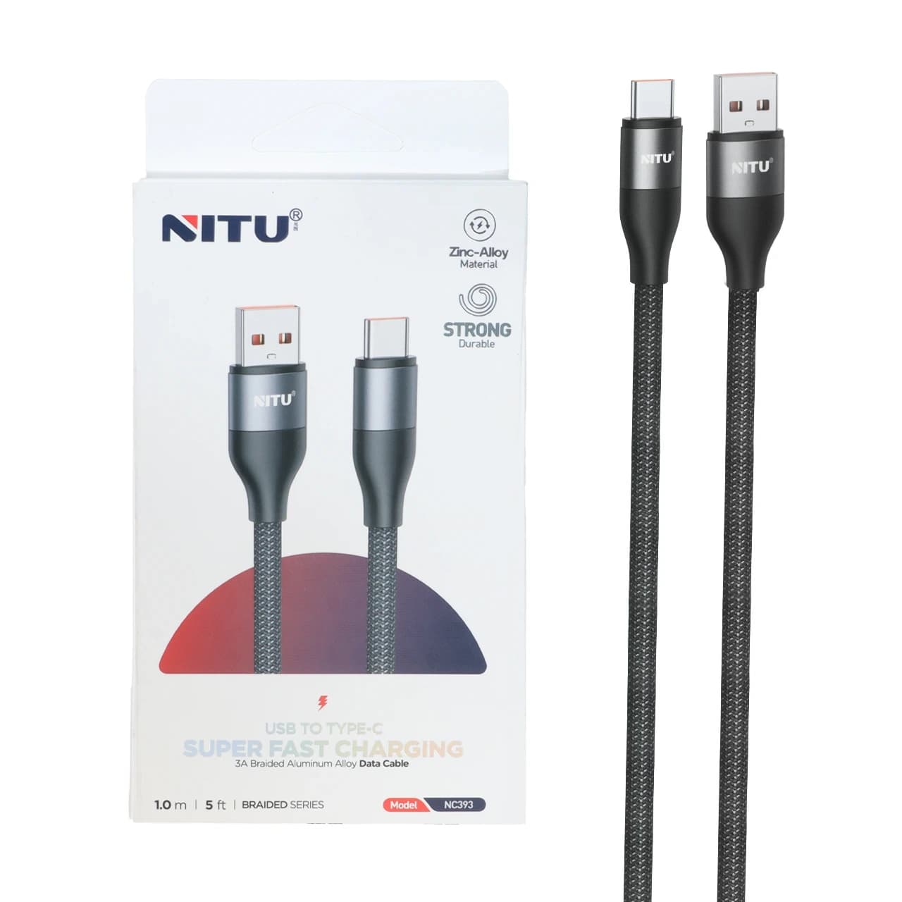 کابل شارژ فست Nitu Type-C مدل NC393 – مشکی (گارانتی 12 ماهه تعویض نیکان همراه)
