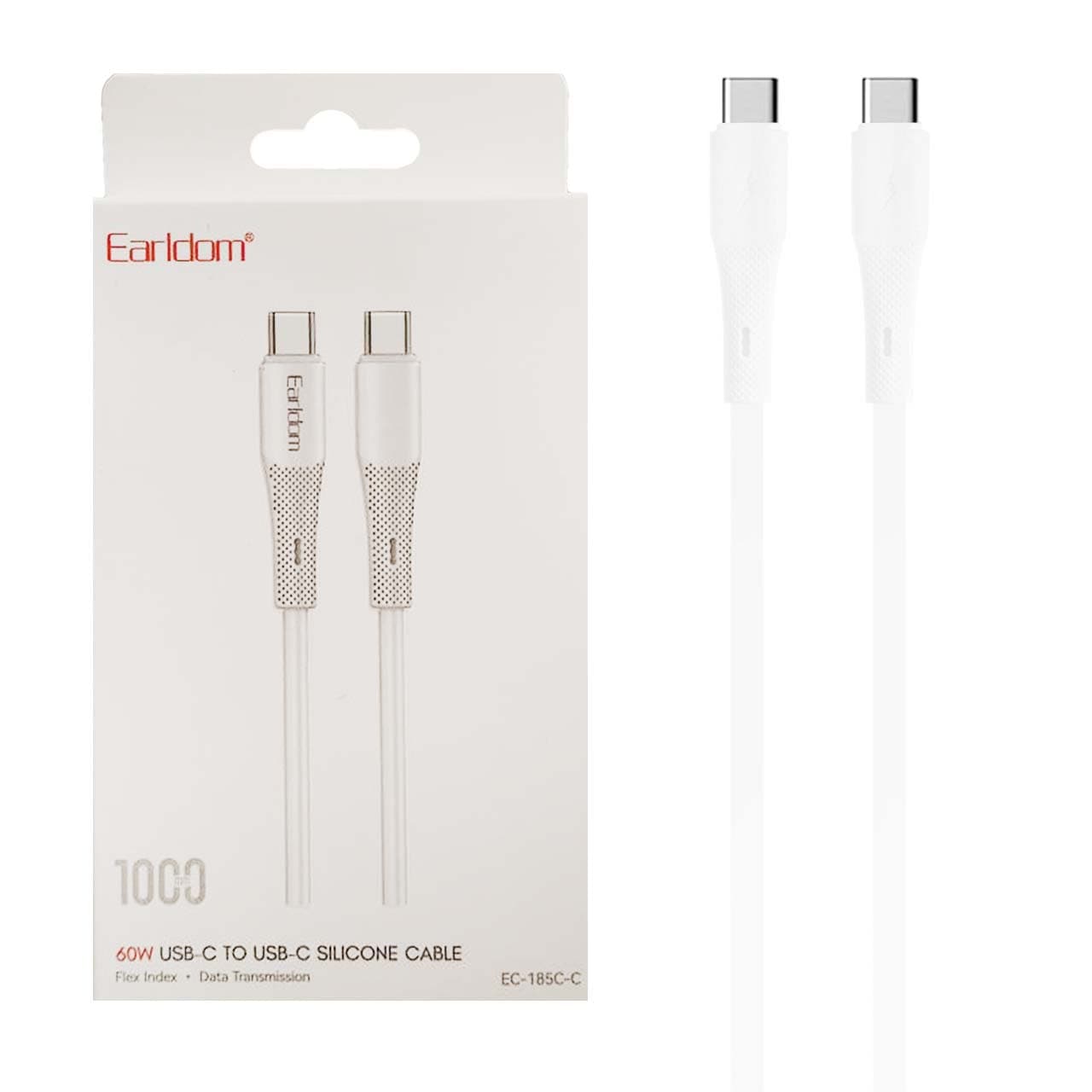 کابل شارژ فست Earldom Type-C To Type-C مدل EC-185C-C 60W – سفید