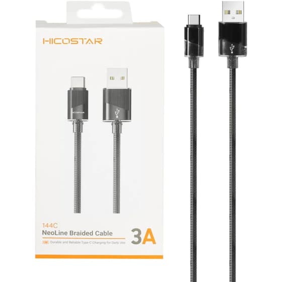 کابل شارژ فست Hicostar Type-C مدل 144C – مشکی — تصویر ۳