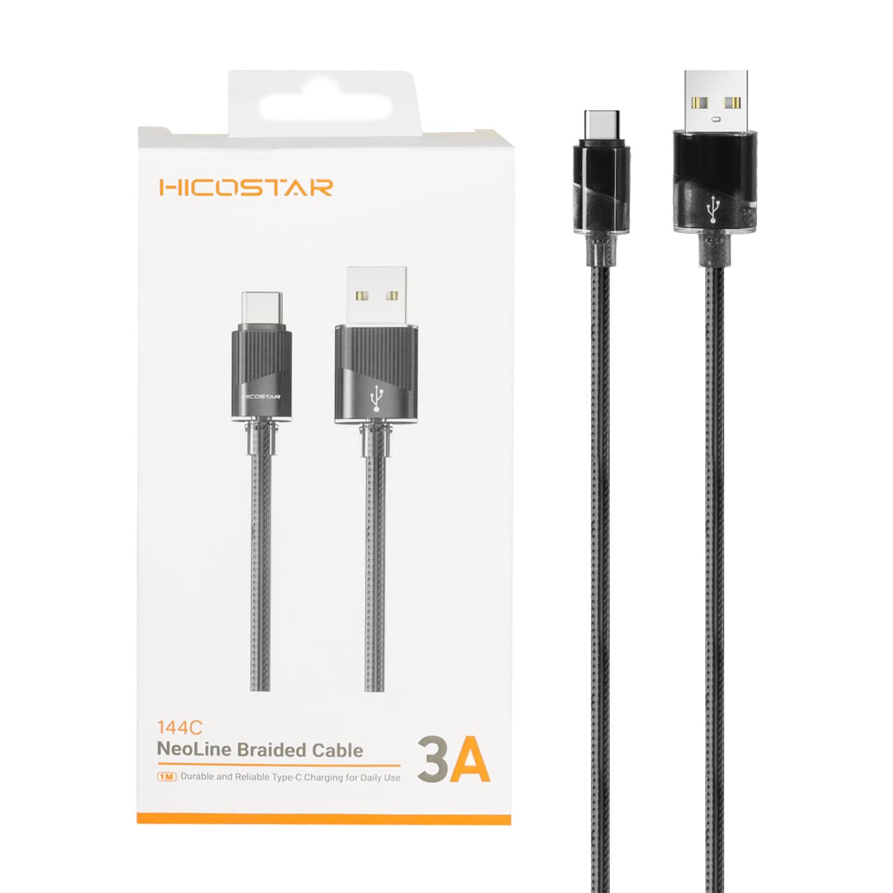 کابل شارژ فست Hicostar Type-C مدل 144C – مشکی
