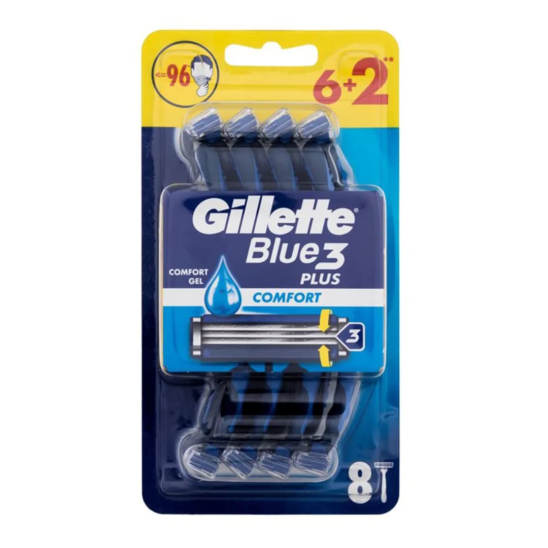 خودتراش 3 لبه مردانه ژیلت سری Blue 3 مدل COMFORT بسته 8 عددی - پاکینو