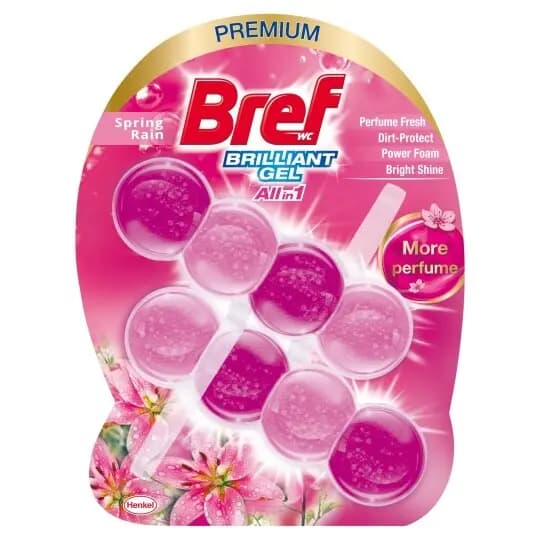 قرص توالت فرنگی ژله‌ای bref با رایحه باران بهاری 8 عددی