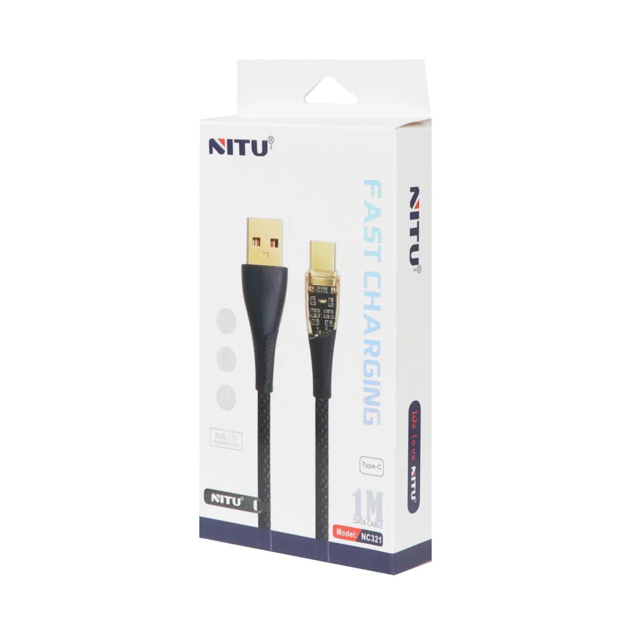 کابل شارژ فست NITU Type-C مدل NC321 – مشکی (گارانتی 18 ماه تعویض نیکان همراه) — تصویر ۵