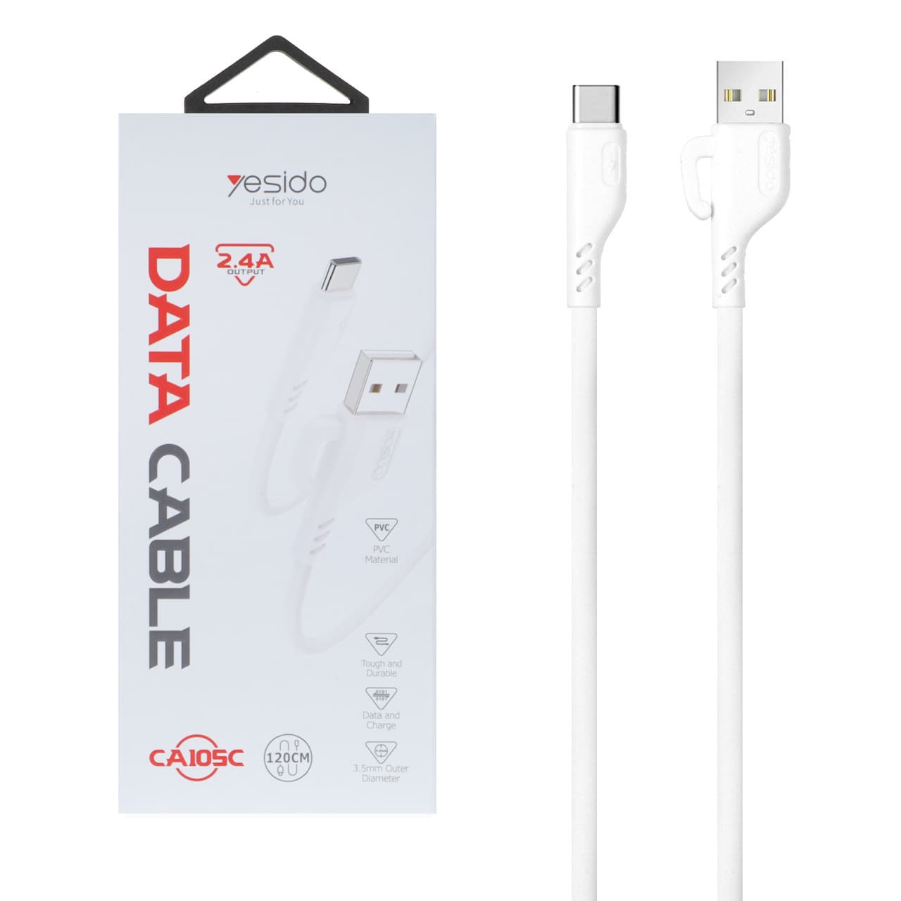 کابل شارژ فست 1.2 متری Yesido Type-C مدل CA105C – سفید (گارانتی12 ماه تعویض نیکان همراه)