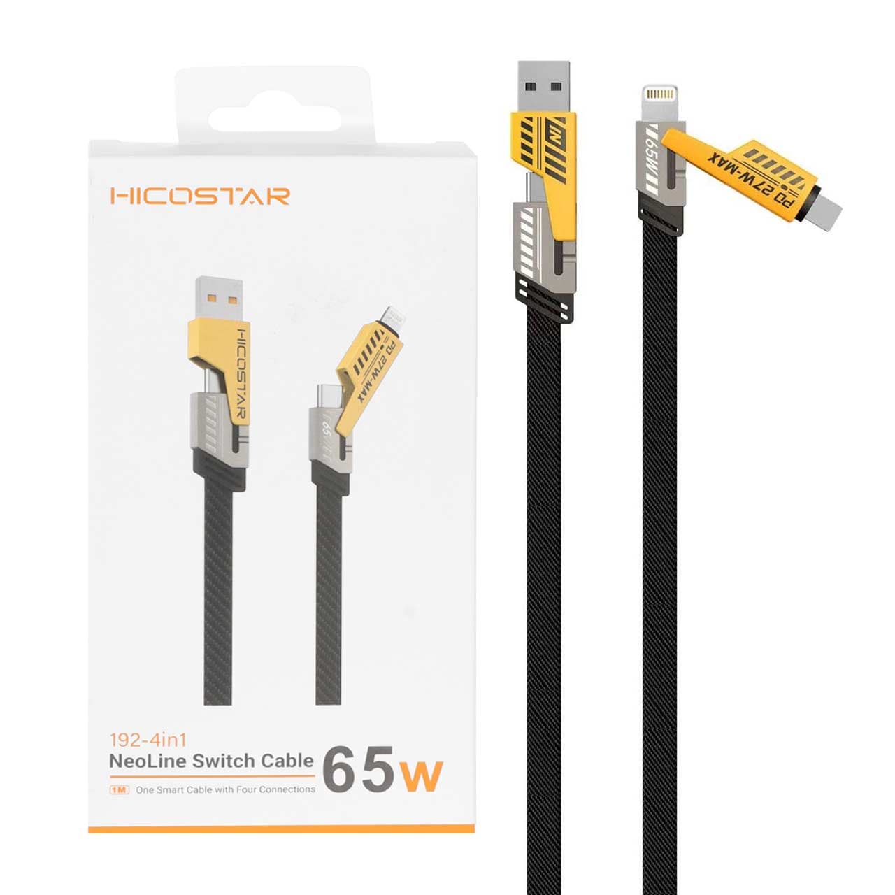 کابل شارژ فست و PD چند کاره Hicostar مدل HS-192 65W – مشکی