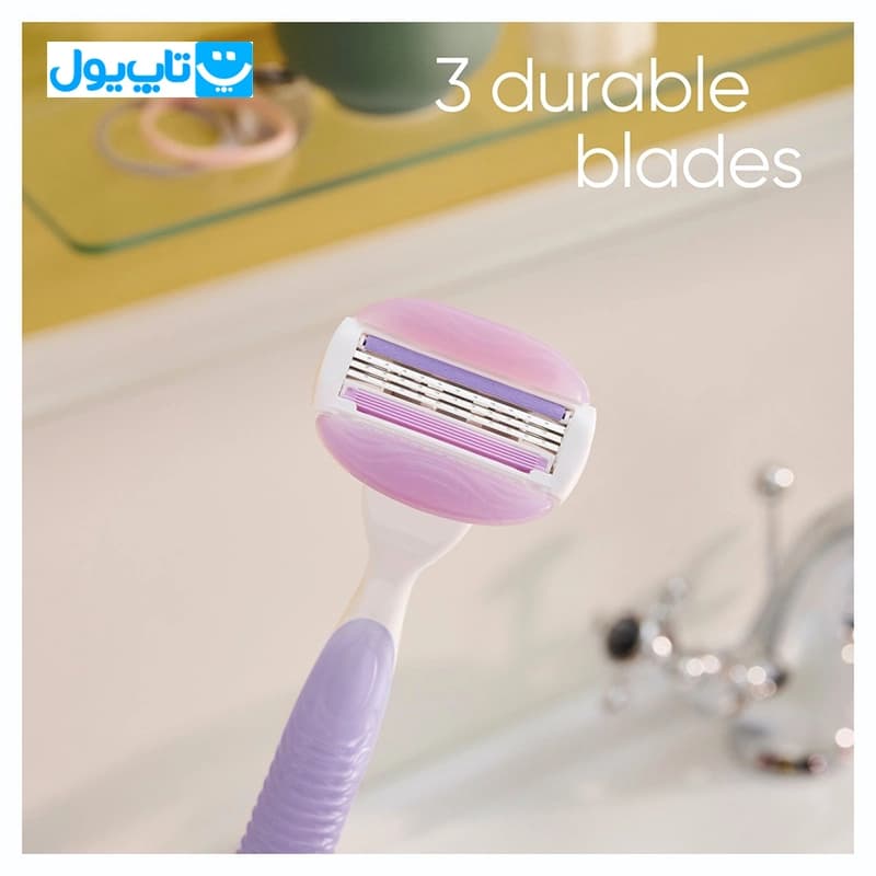 خودتراش سه تیغه ژیلت Gillette مدل ونوس Venus Comfortglide Breeze با 2 یدک — تصویر ۳