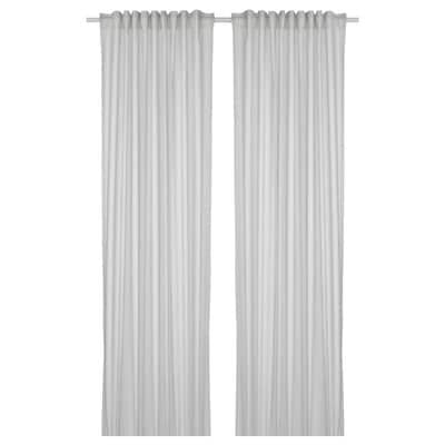1 جفت پرده راه راه ایکیا BYMOTT، سفید/طوسی روشن، 120×300 سانتیمتر
