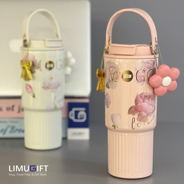 تراول ماگ فانتزی دوحالته طرح گل با آویز 750 میل برند MWM- کد 0428 — تصویر ۱۱