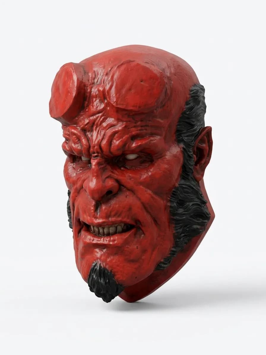 دیوارکوب مجسمه پسر جهنمی – نسخه بدون شاخ Hellboy — تصویر ۳
