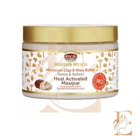 ماسک مو حرارتی احیا کننده افریکن پراید (African Pride Moisture Miracle Moroccan Clay & Shea Butter Heat Activated Masque – 340ml) — تصویر ۵