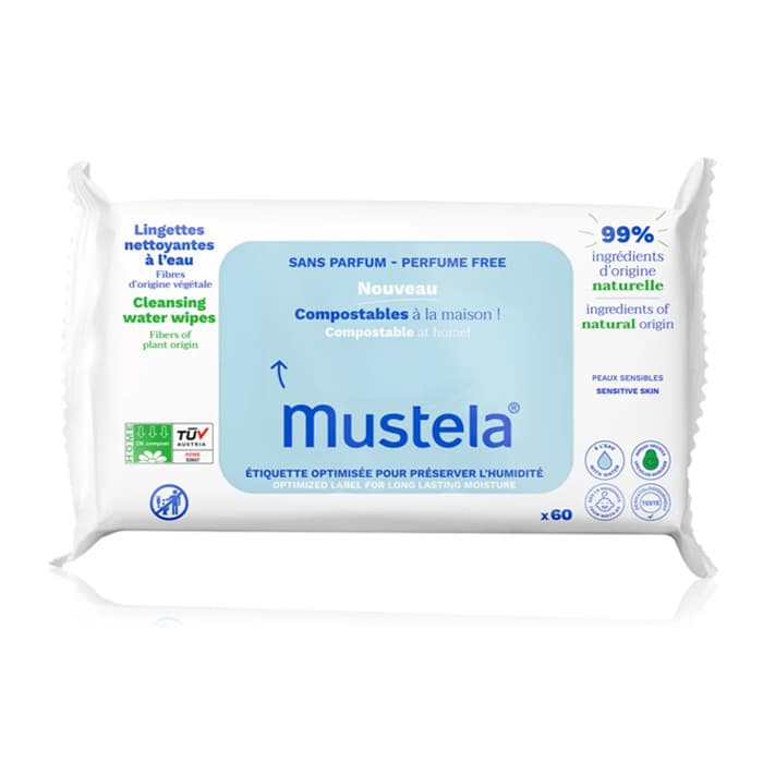دستمال مرطوب 60 عددی Mustela موستلا (اورجینال) — تصویر ۳