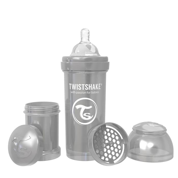 شیشه شیر طلقی 260 میل تویست شیک طوسی (صدفی) TWISTSHAKE