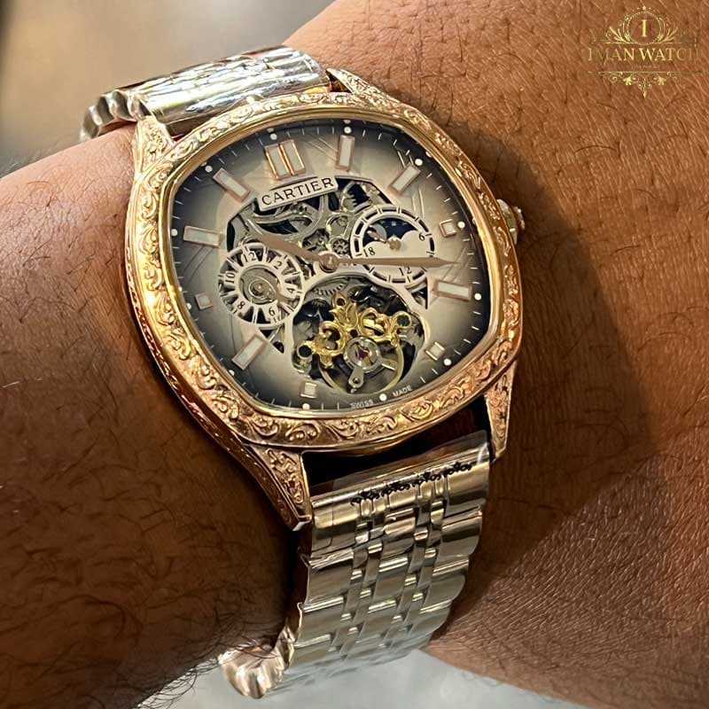 ساعت مچی کارتیر مردانه اتوماتیک رزگلد Cartier Automatic CRA97 — تصویر ۸