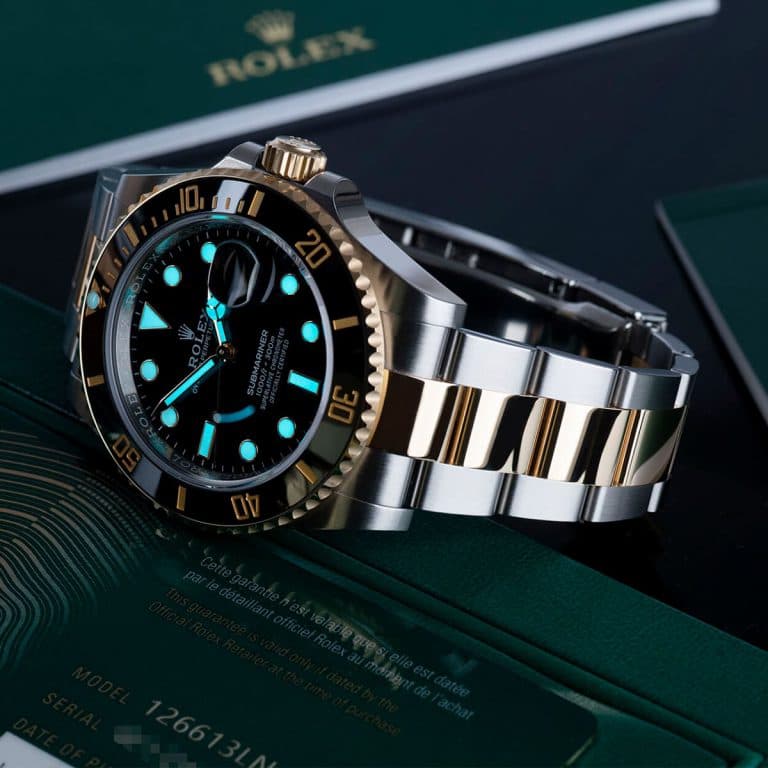 ساعت مچی رولکس ست ساب مارینر اتومات صفحه سبز ROLEX SUBMARINER Gold 14956 — تصویر ۷