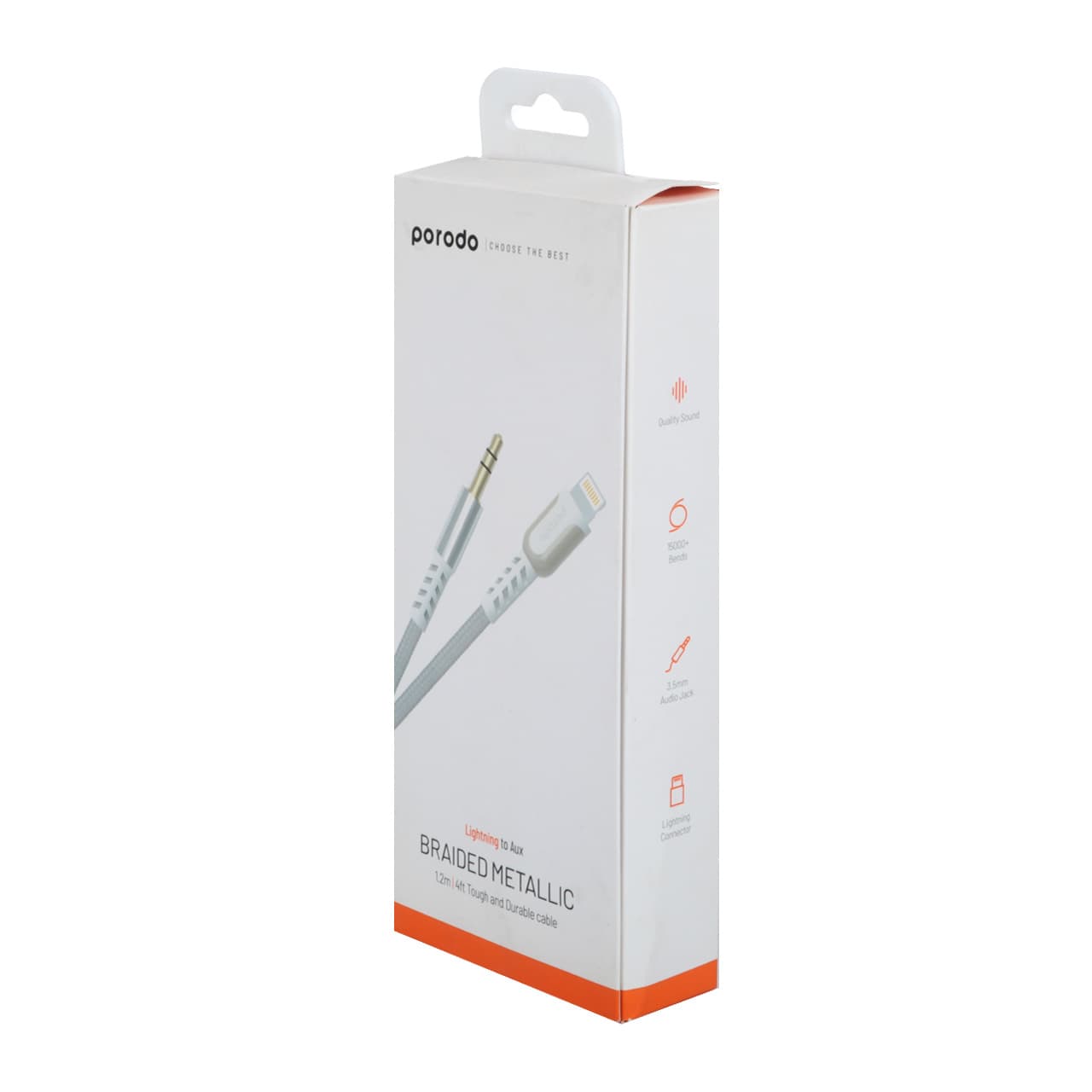 کابل تبدیل 1.2 متری Porodo AUX TO Lightning مدل PD-AUL12-WH – سفید (گارانتی 24 ماهه) — تصویر ۶