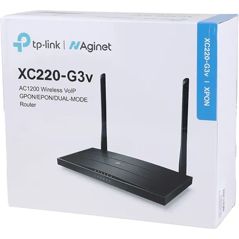 مودم روتر فیبر نوری بیسیم 2 آنتن AC1200 300Mbps تی پی لینک مدل XC220-G3v گارانتی پانا