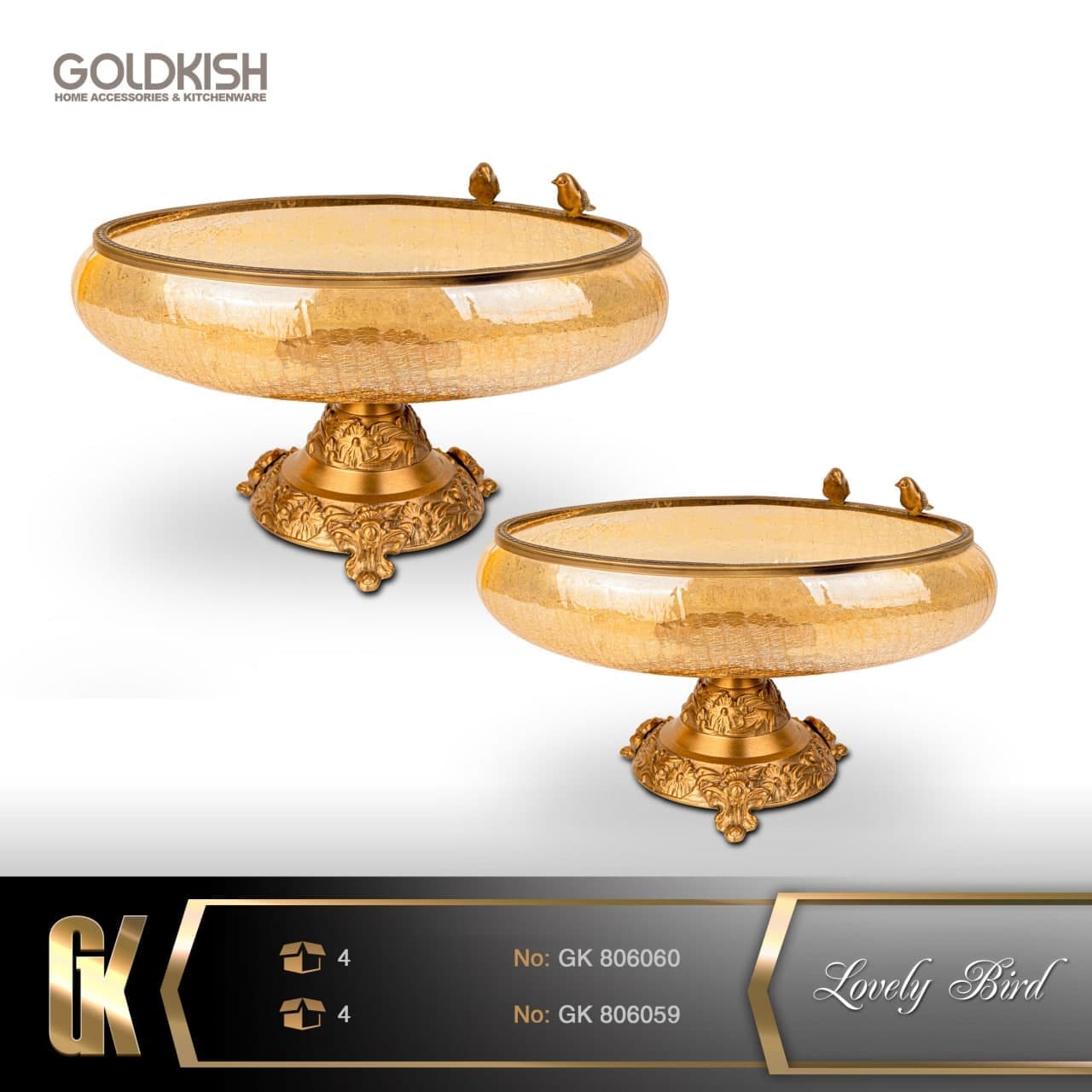کشکول برنجی گلدکیش lovely bird کد GK806059