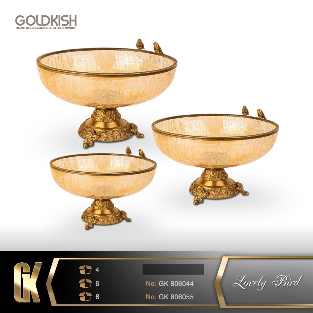 میوه خوری برنجی گلدکیش lovely bird کد GK806055 — تصویر ۲
