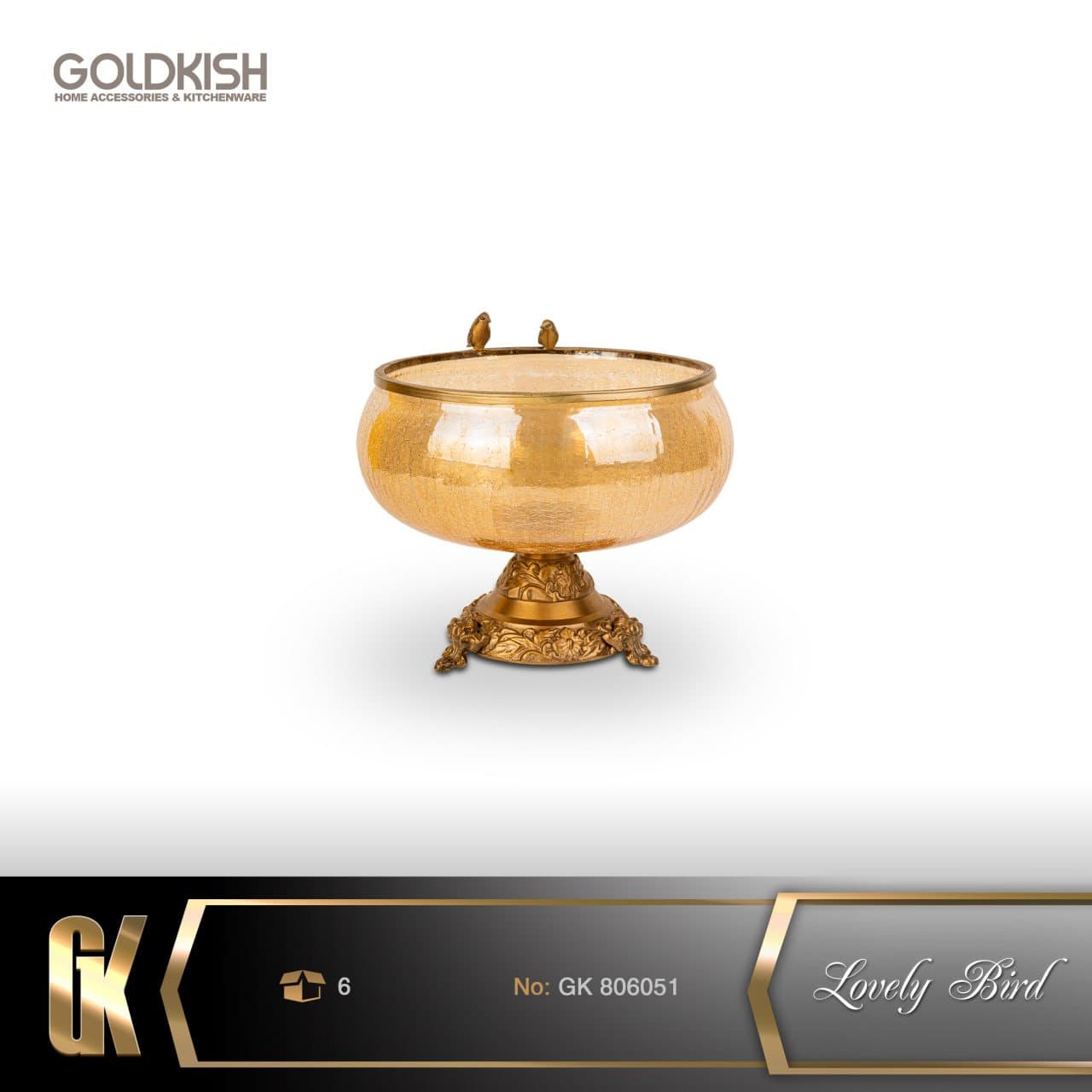 آجیل خوری برنجی گلدکیش lovely bird کد GK806051 — تصویر ۲