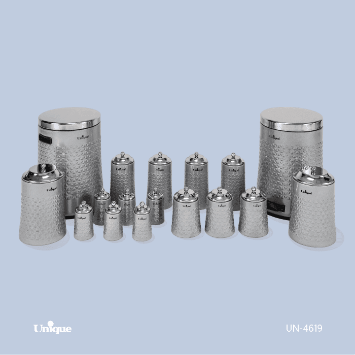 سرویس آشپزخانه 17 پارچه نقره ای استیل گلکسی یونیک کد UN-4619