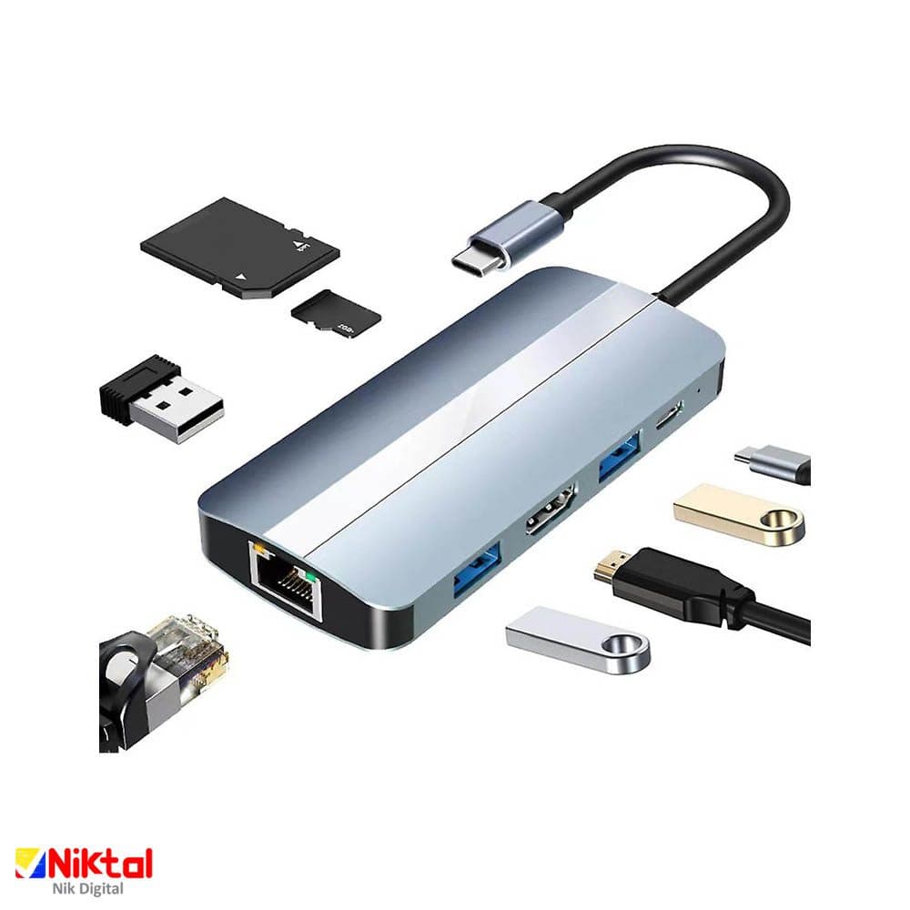 هاب 8 پورت Usb-c مدل BYL-2205
