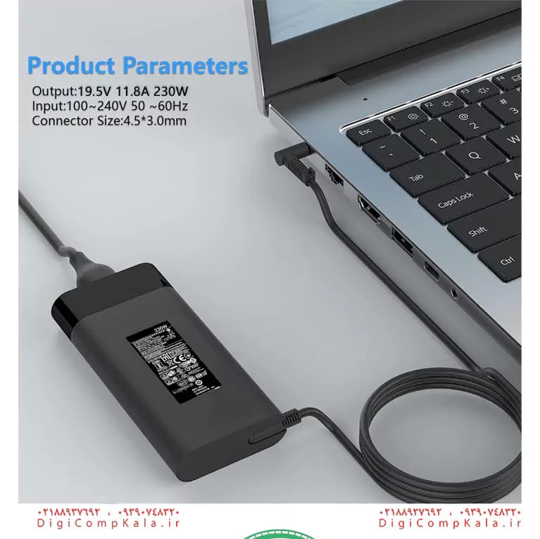 شارژر لپ تاپ اورجینال اچ پی 19.5 ولت 11.8 آمپر 230 وات سر آبی HP 230W 19.5V 11.8A Blue Pin Adapter — تصویر ۵