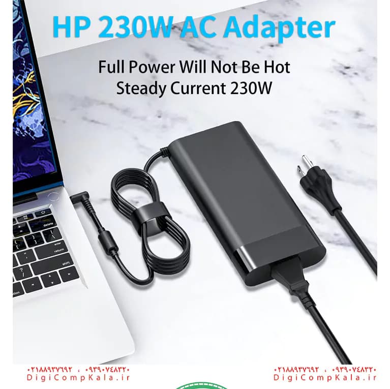 شارژر لپ تاپ اورجینال اچ پی 19.5 ولت 11.8 آمپر 230 وات سر آبی HP 230W 19.5V 11.8A Blue Pin Adapter — تصویر ۴