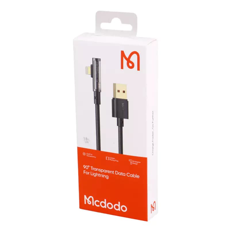 کابل آیفونی فست شارژ Mcdodo CA-3511 3A 1.8m یکسر L — تصویر ۱۲