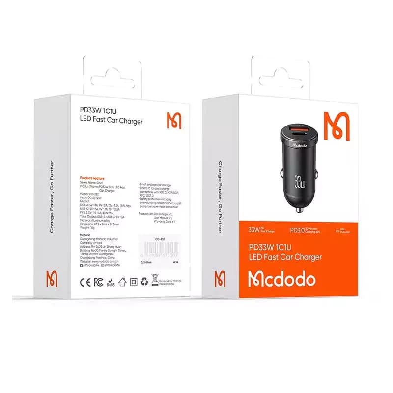 شارژر فندکی فست شارژ Mcdodo CC-232 QC3.0 PD 3A 33W — تصویر ۱۲