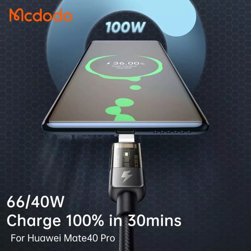 کابل تایپ سی فست شارژ Mcdodo CA-3151 6A QC4.0 100W 1.8m — تصویر ۹