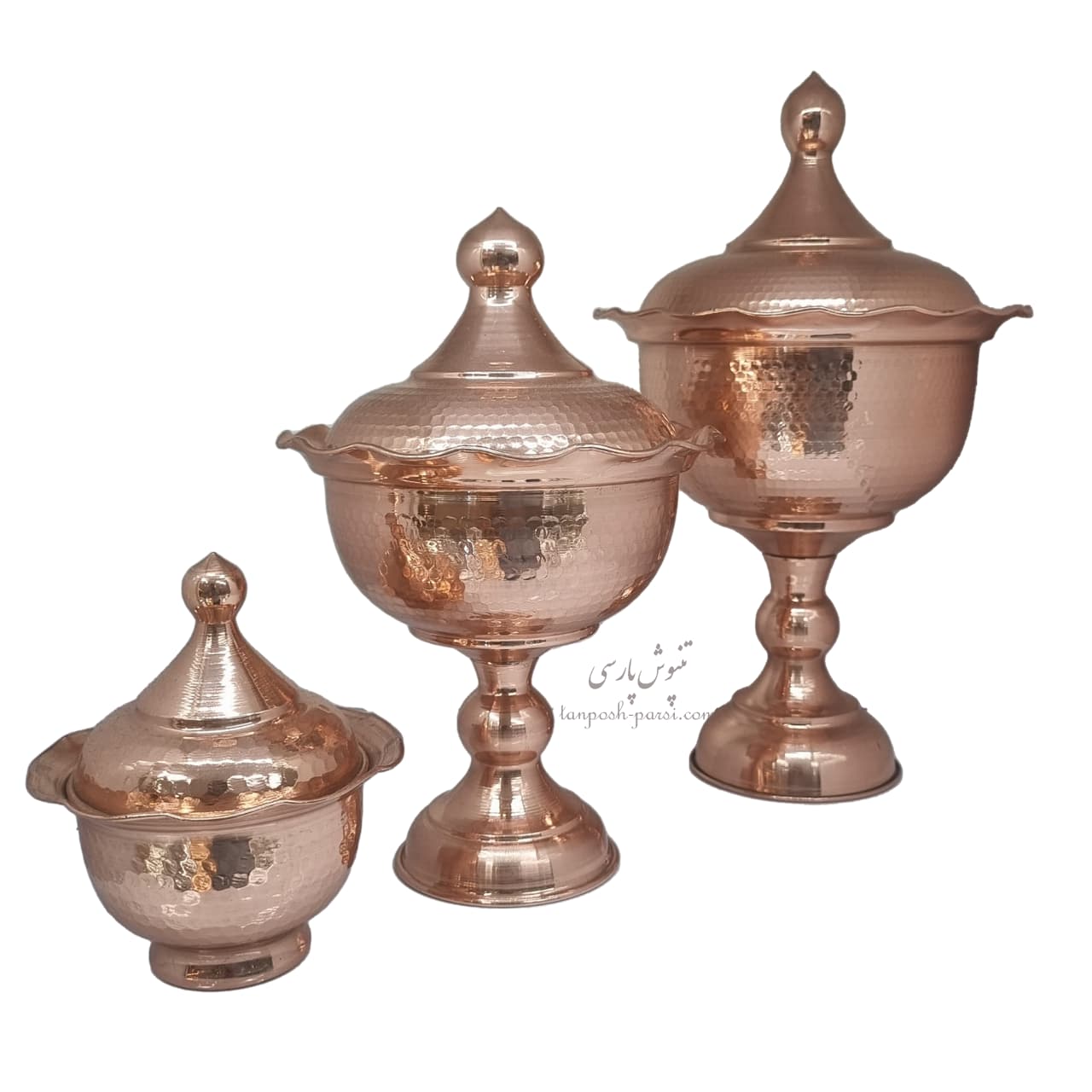 ست قندان شکلات خوری پایه دار چکشی نانو پارسی — تصویر ۲