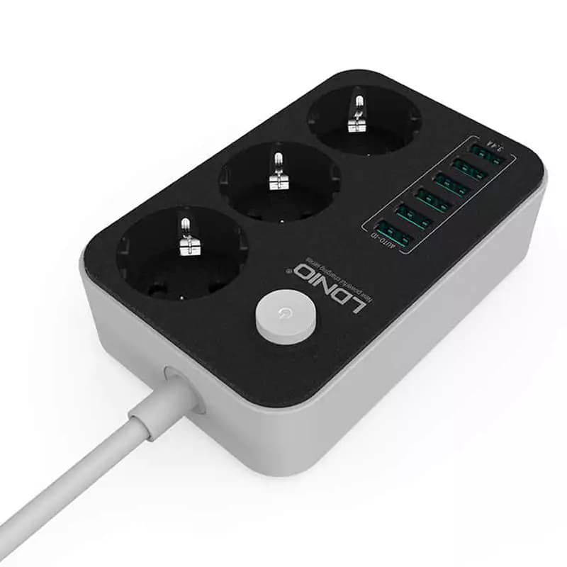 چند راهی 3 خانه برق الدینیو SE3631 با کابل 2 متری + شارژر USB — تصویر ۵