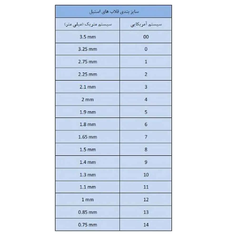 ست قلاب بافتنی فلزی سر طلایی از شماره 0 تا 14 — تصویر ۴