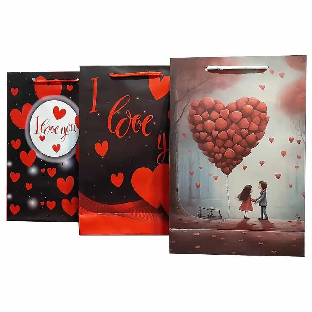 ساک دسته دار کادویی طرح قلب (LOVE) سایز 17 × 26 سانتی متر (A5) — تصویر ۲