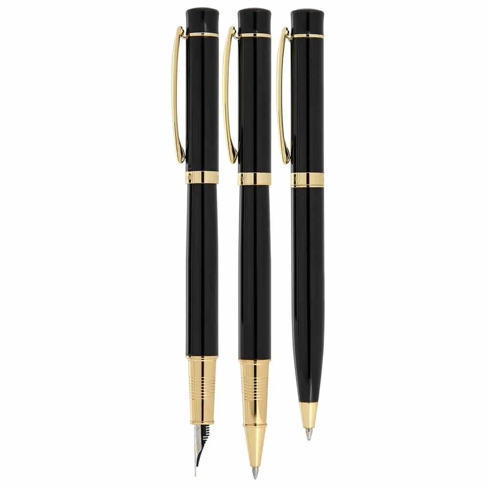 ست خودکار خودنویس روان نویس یوروپن EUROPEN COOL مشکی لاکی گیره زرد