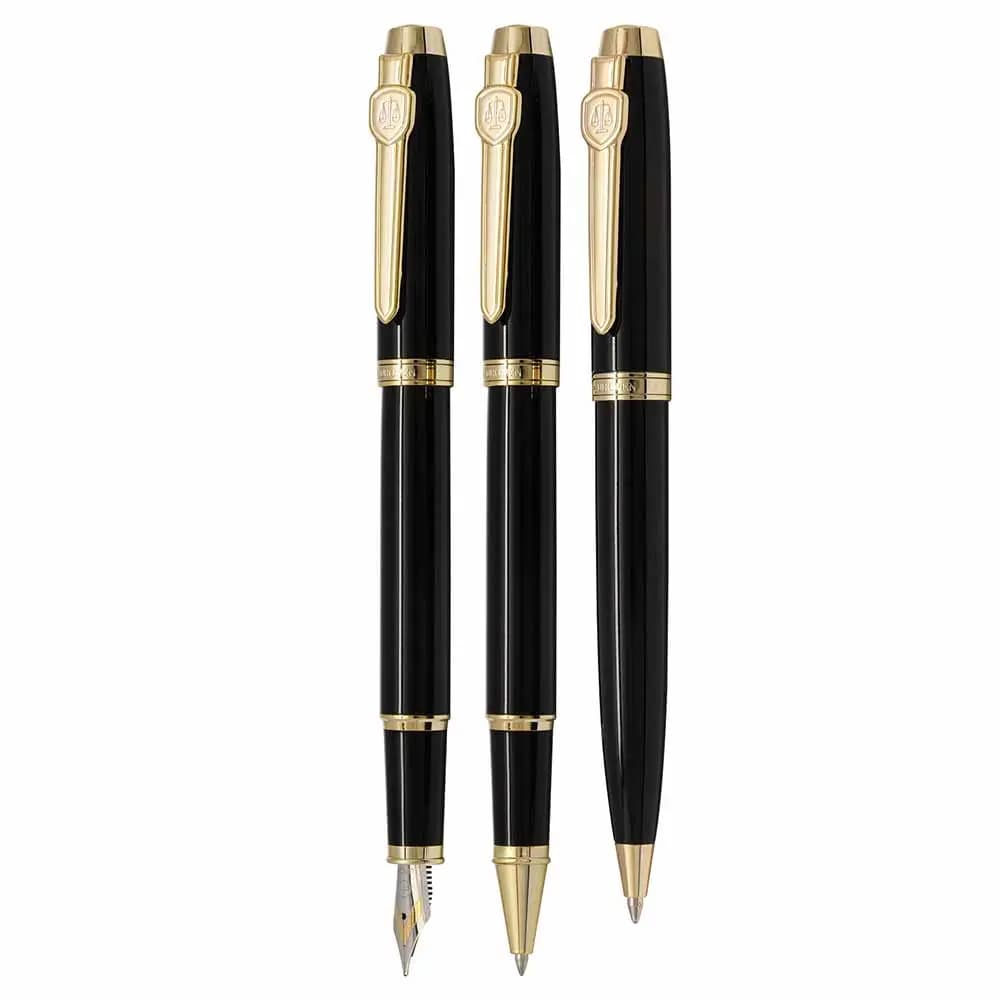 ست خودکار خودنویس روان نویس یوروپن EUROPEN LEX مشکی گیره طلایی