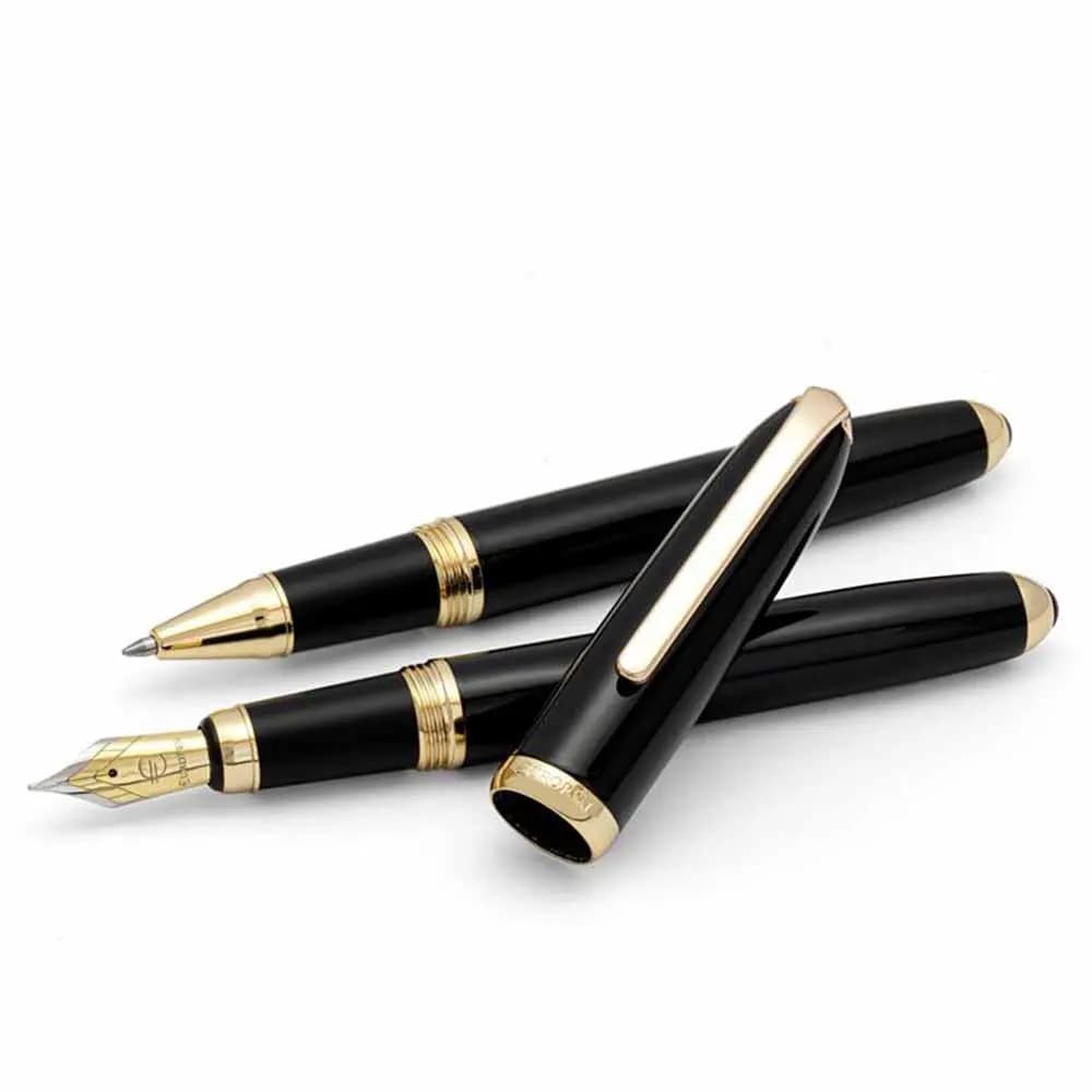 ست خودنویس و روان نویس یوروپن EUROPEN ELEGANCE مشکی گیره طلایی — تصویر ۴