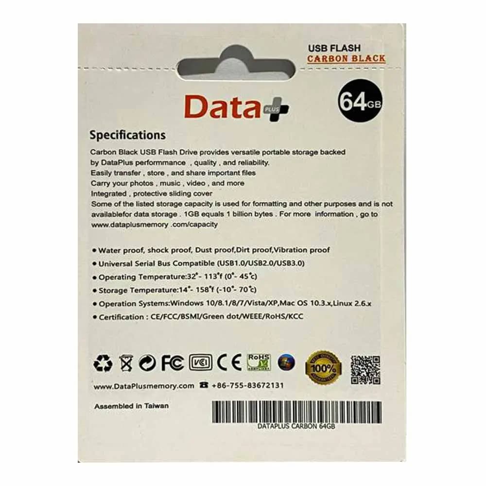 فلش مموری 64 گیگابایت دیتا پلاس مدل DATA PLUS CARBON BLACK — تصویر ۳