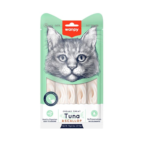 بستنی گربه ونپی با طعم ماهی تن و صدف بسته ۵ عددی | Wanpy Tuna and scallop Cat Ice Cream