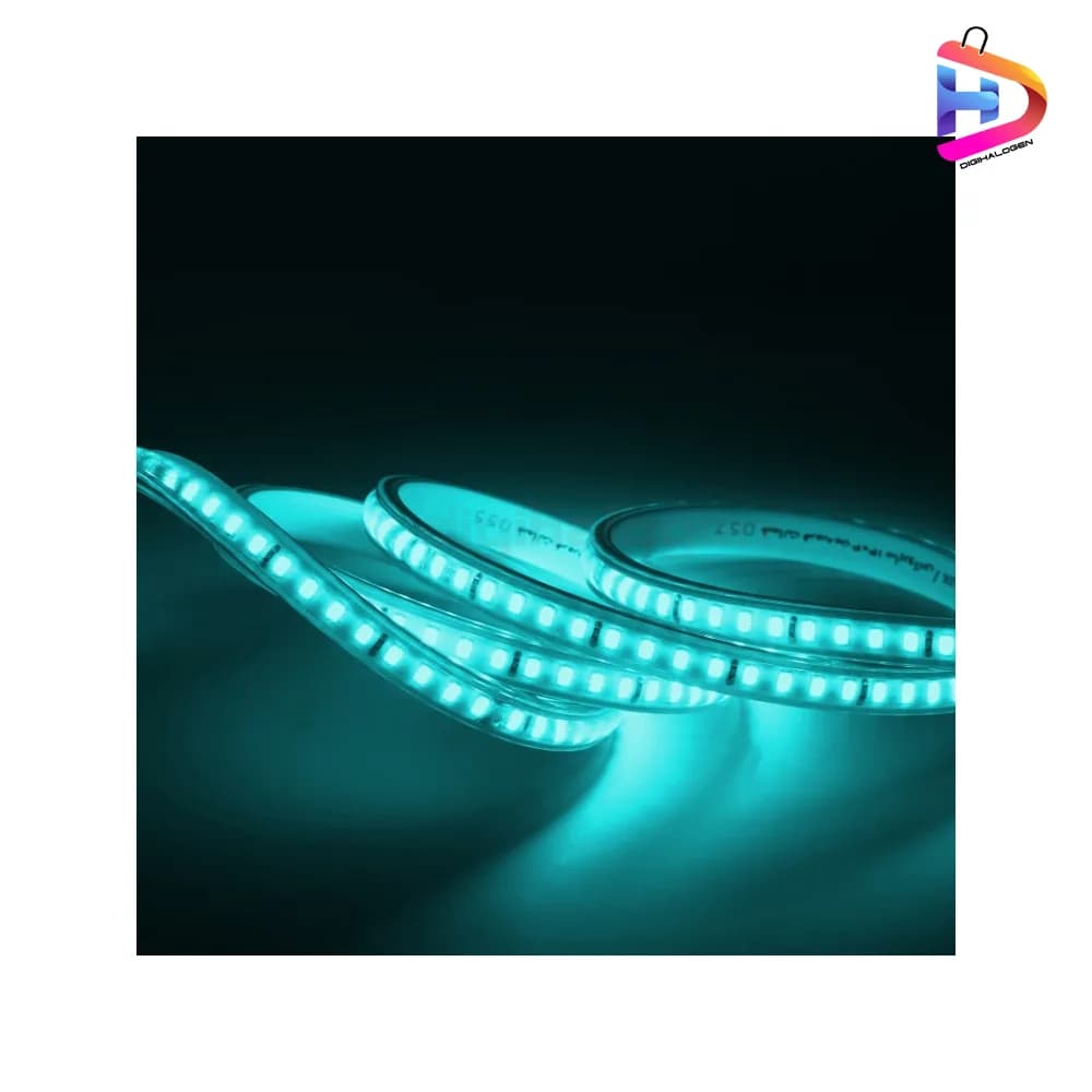 ریسه ال‌ای‌دی تک‌لاین رنگ آبی فیروزه ای کد 3535 سایروکس بسته 100 متری — تصویر ۴