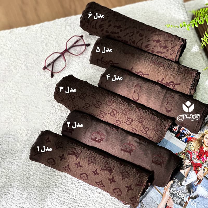شال حریر مارک قهوه ای کد 33446 — تصویر ۷
