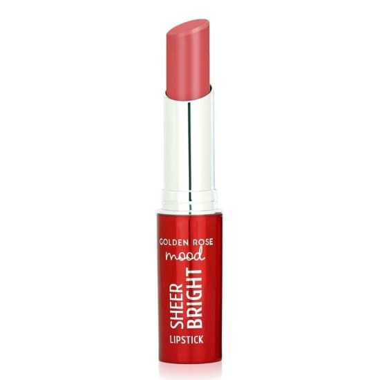 رژ لب براق گلدن رز Golden Rose مدل Sheer Bright رنگ Peachy Pink شماره 106