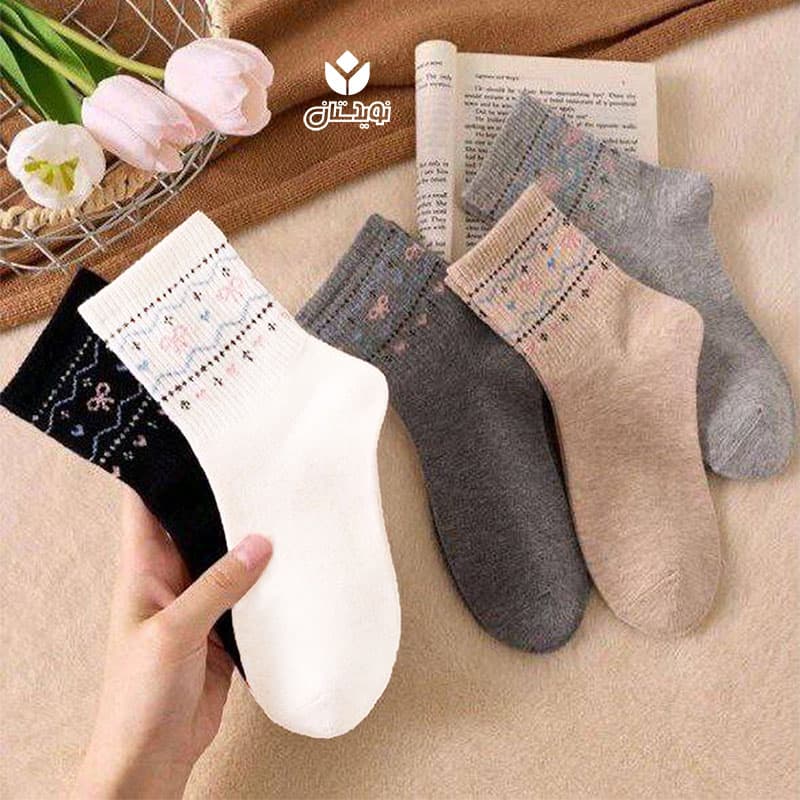 جوراب ساقدار طرح پاپیون کد 3139