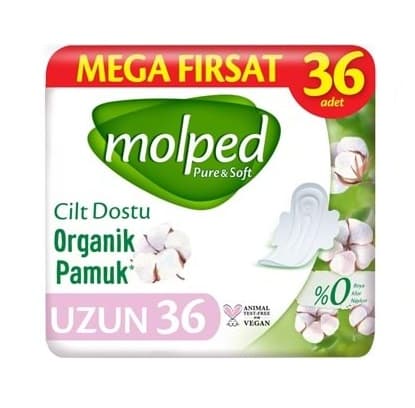 نوار بهداشتی مولپد Molped مدل Pure And Soft سایز بلند بسته 36 عددی