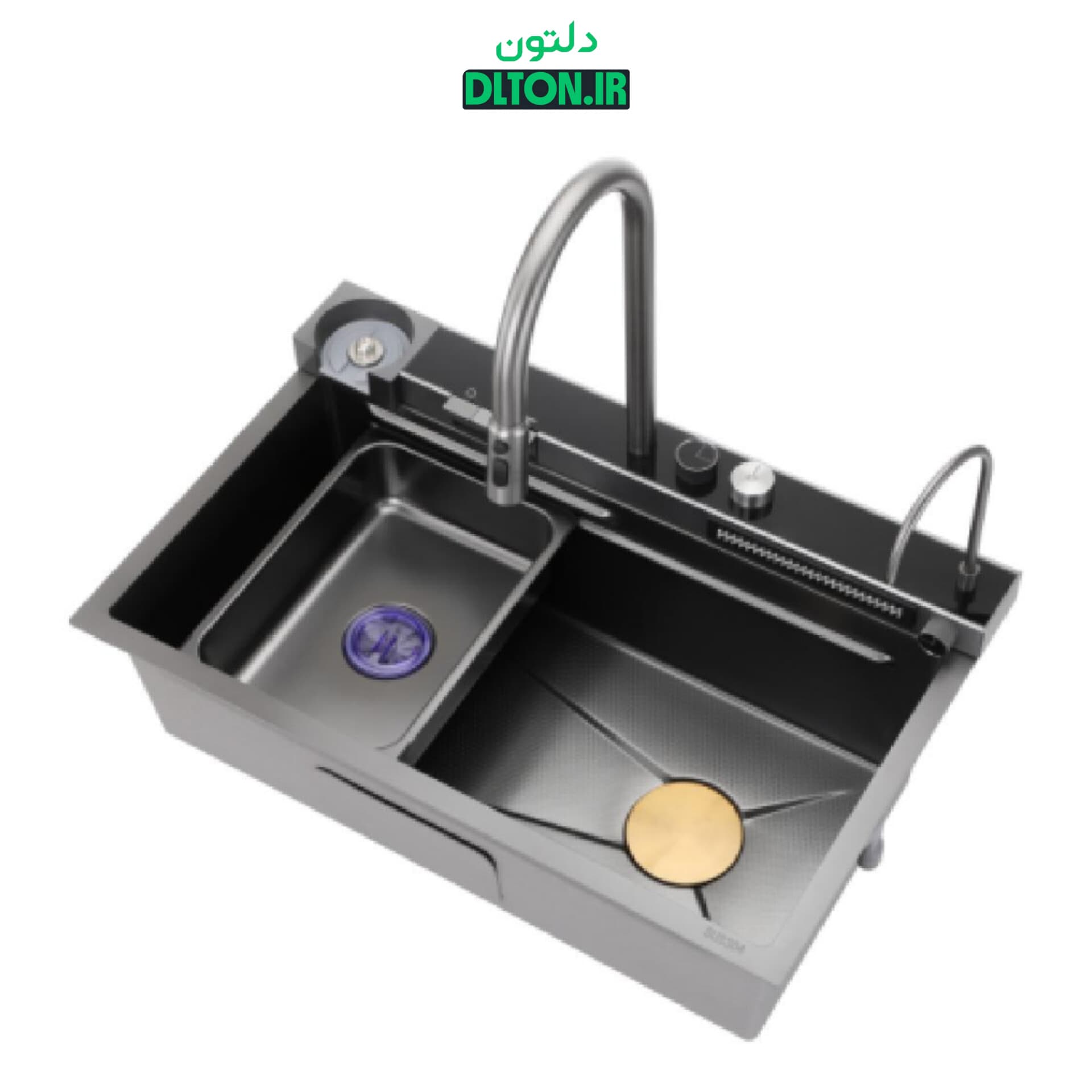 سینک ظرفشویی آبشاری مشکی مدل پیانویی 3 کلید گرید A