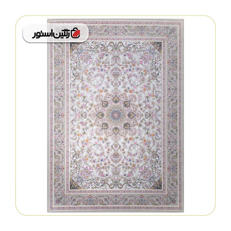فرش ماشینی گل‌مهر نقره‌ای 8 رنگ 1200شانه