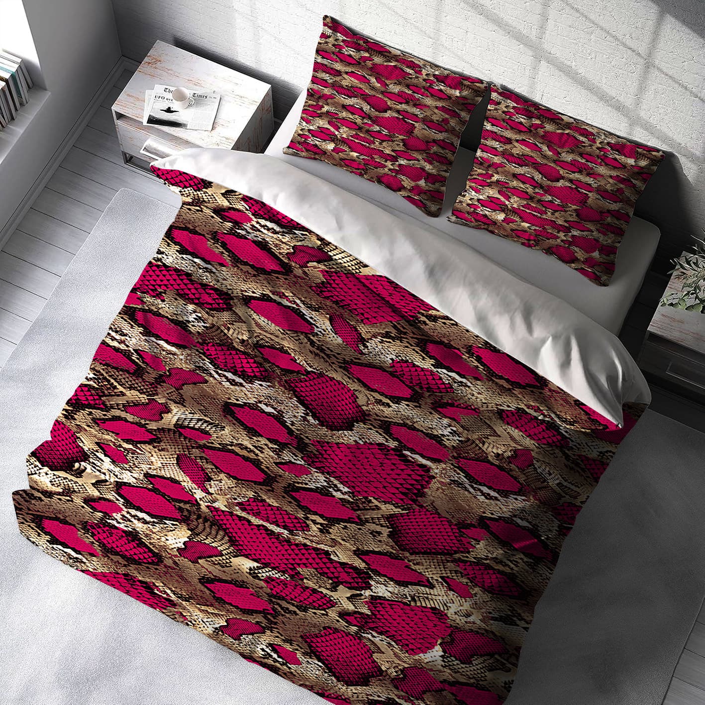 روتختی دونفره سه بعدی طرح پوست ماری زرشکی bas-6060 — تصویر ۲